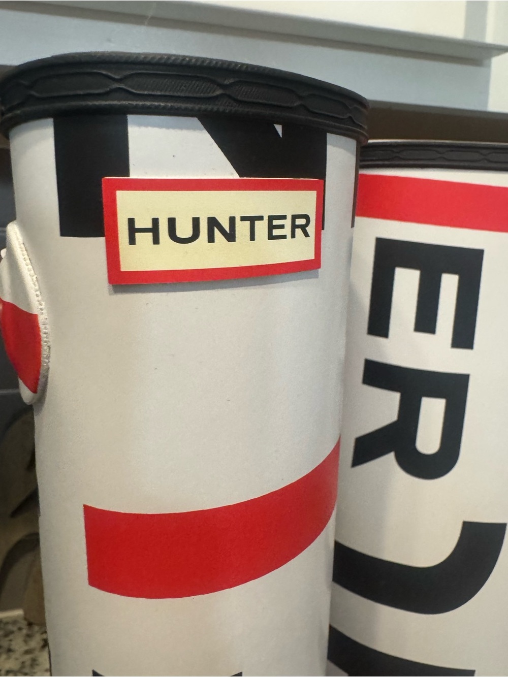 Hunter Cream Rain Boot with Red Logo Detail - Picture 4 of 10